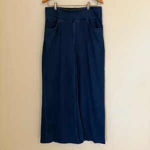 Halara Flex High Waisted Pockets Wide Leg Stretchy Knit Casual Jeans Dark Blue L